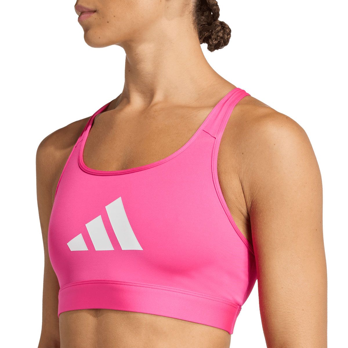 adidas Womens PowerReact Big Logo Graphic Sports Bra