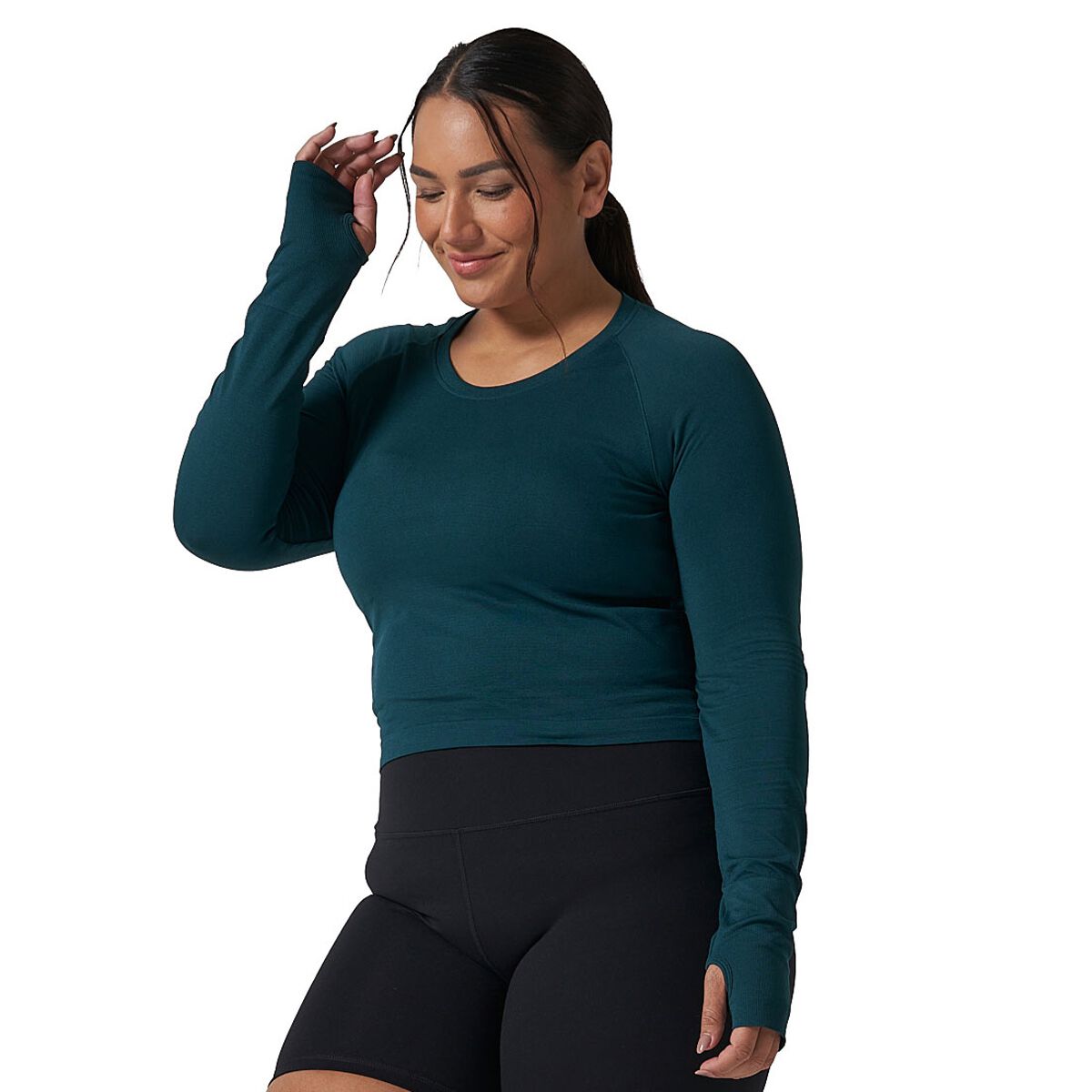 Ell/Voo Womens Yumi Seam Free Cropped Long Sleeve Top