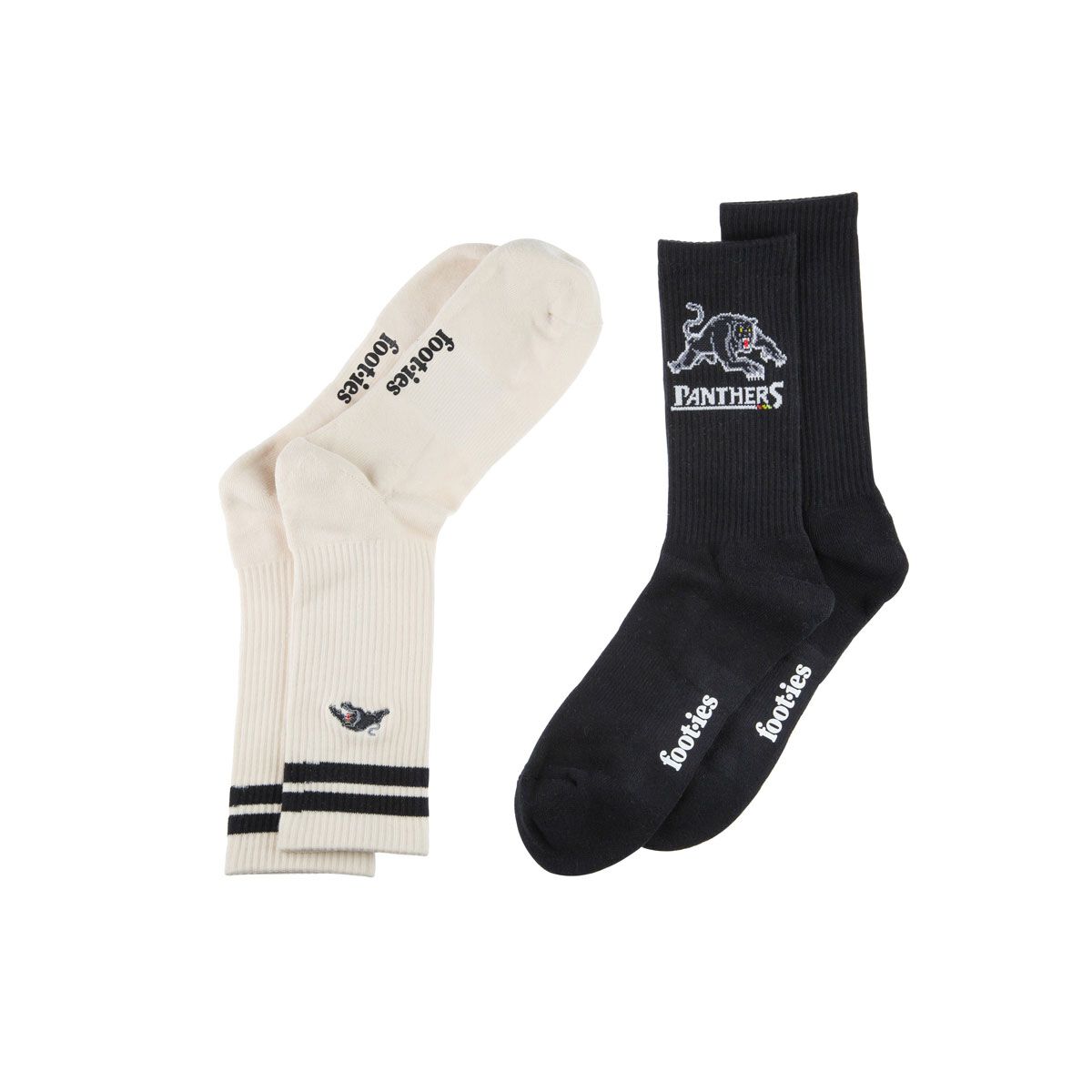 Penrith Panthers Sneaker Socks 2 Pack Black/Cream M/L