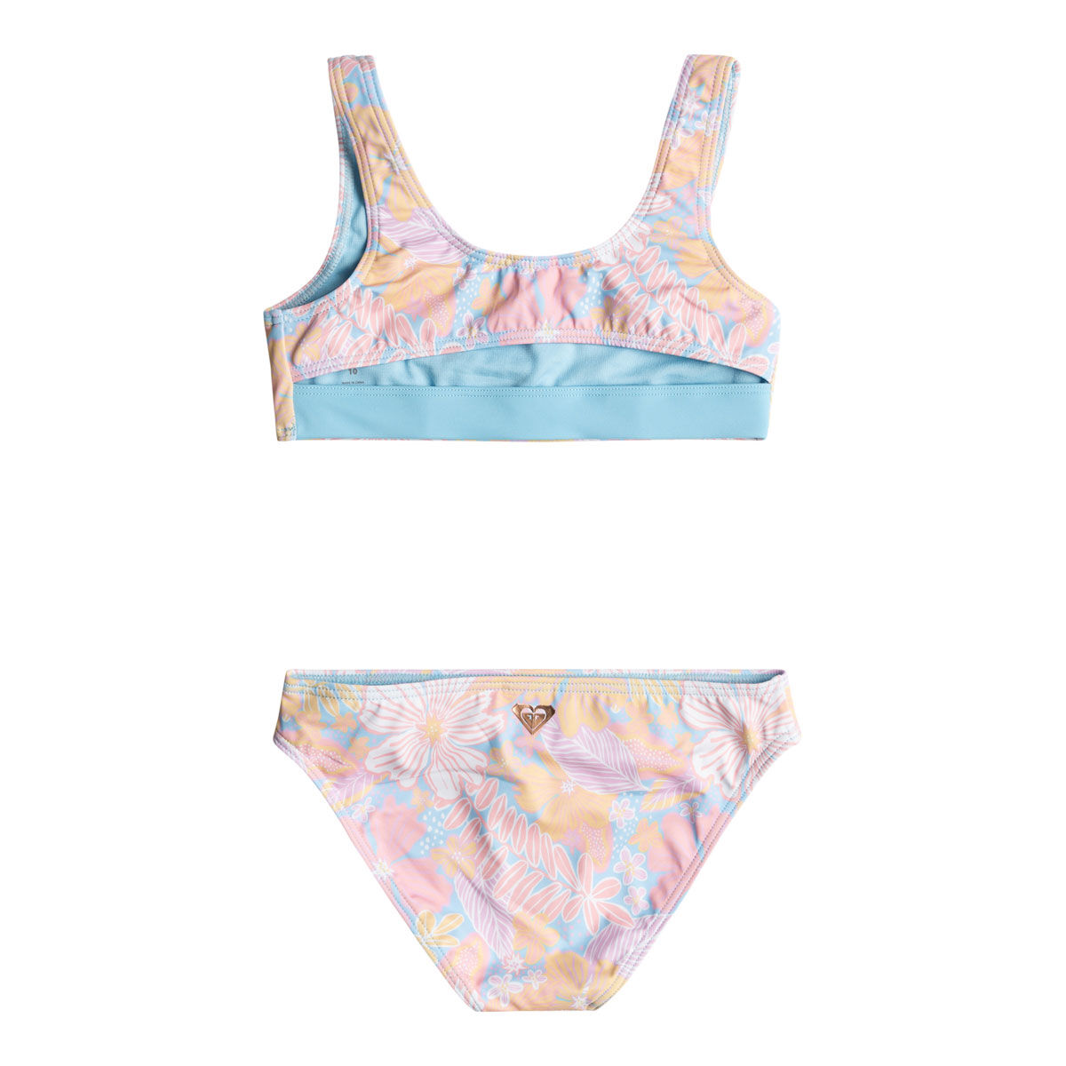 Roxy Girls Hidden Garden Bralette Two Piece Swim Set Blue/Print 14