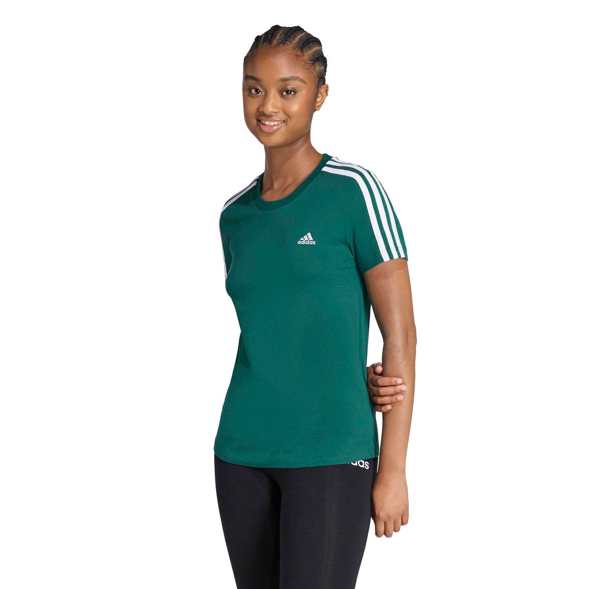 adidas Womens Essentials 3-Stripes Slim Tee