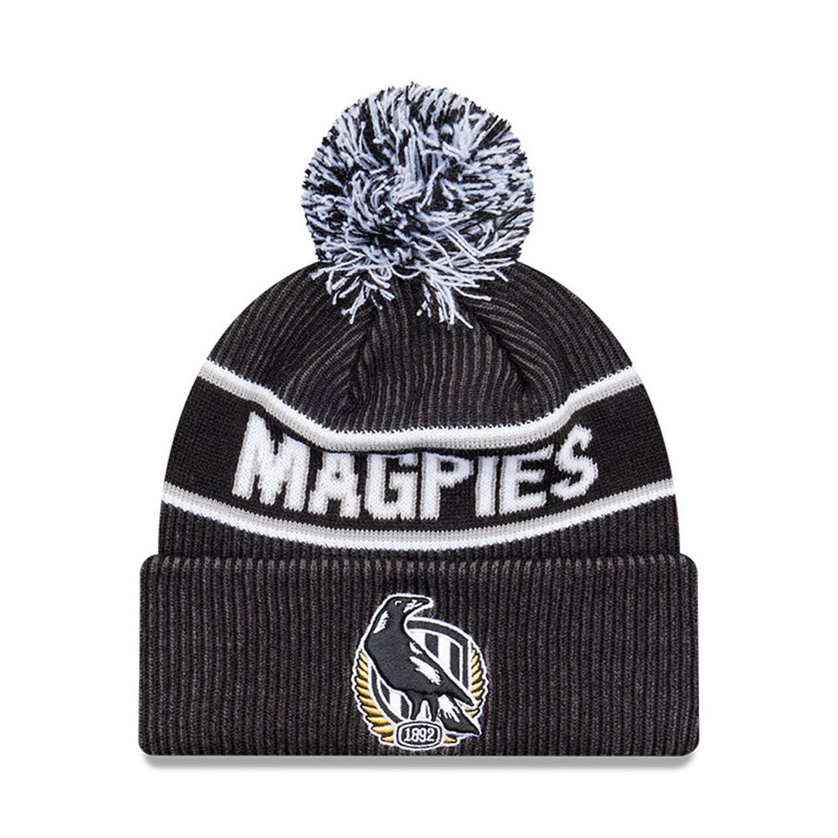 New Era Collingwood Magpies Knitted Pom Beanie