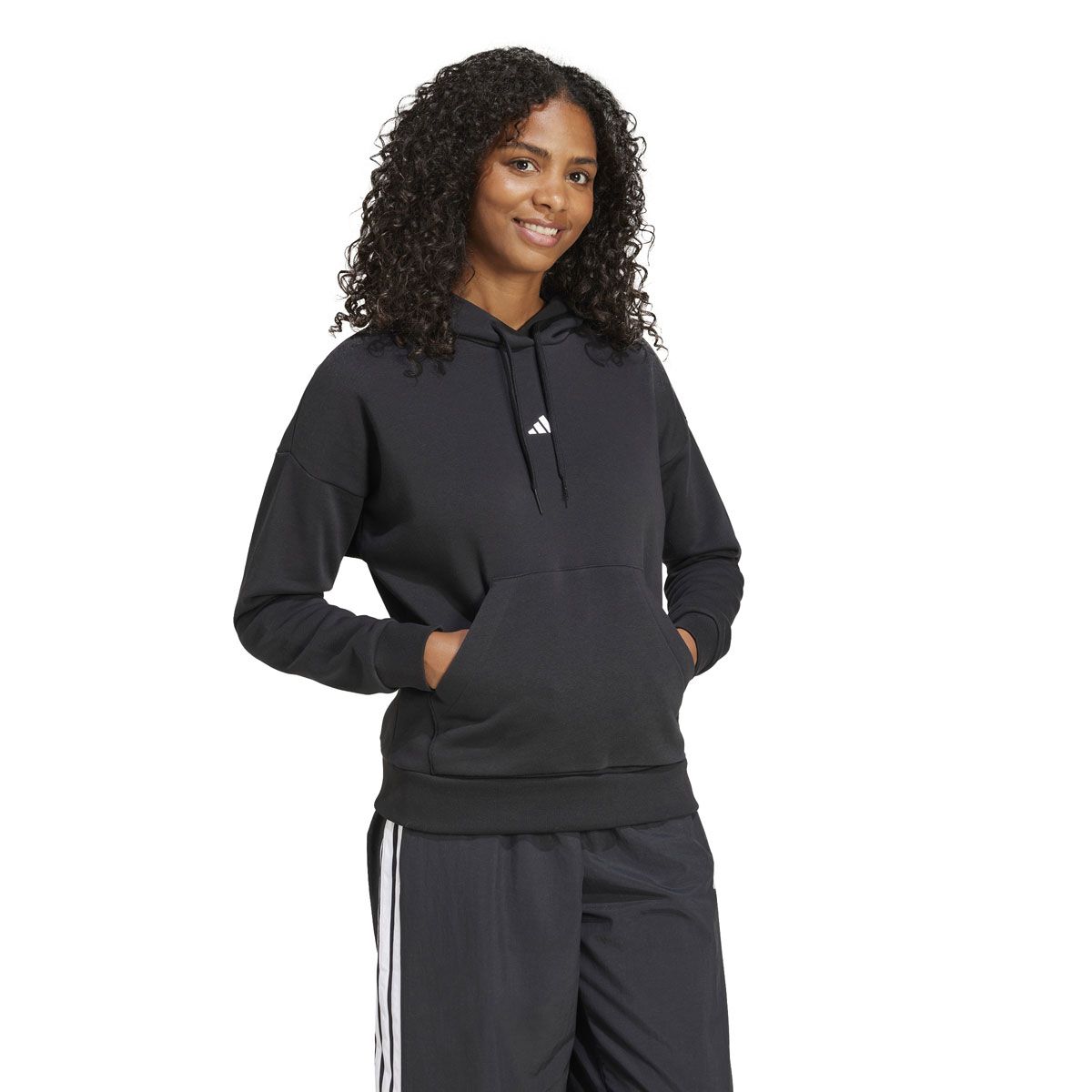 adidas Womens Feel Cozy Fleece Small Logo Pullover Hoodie