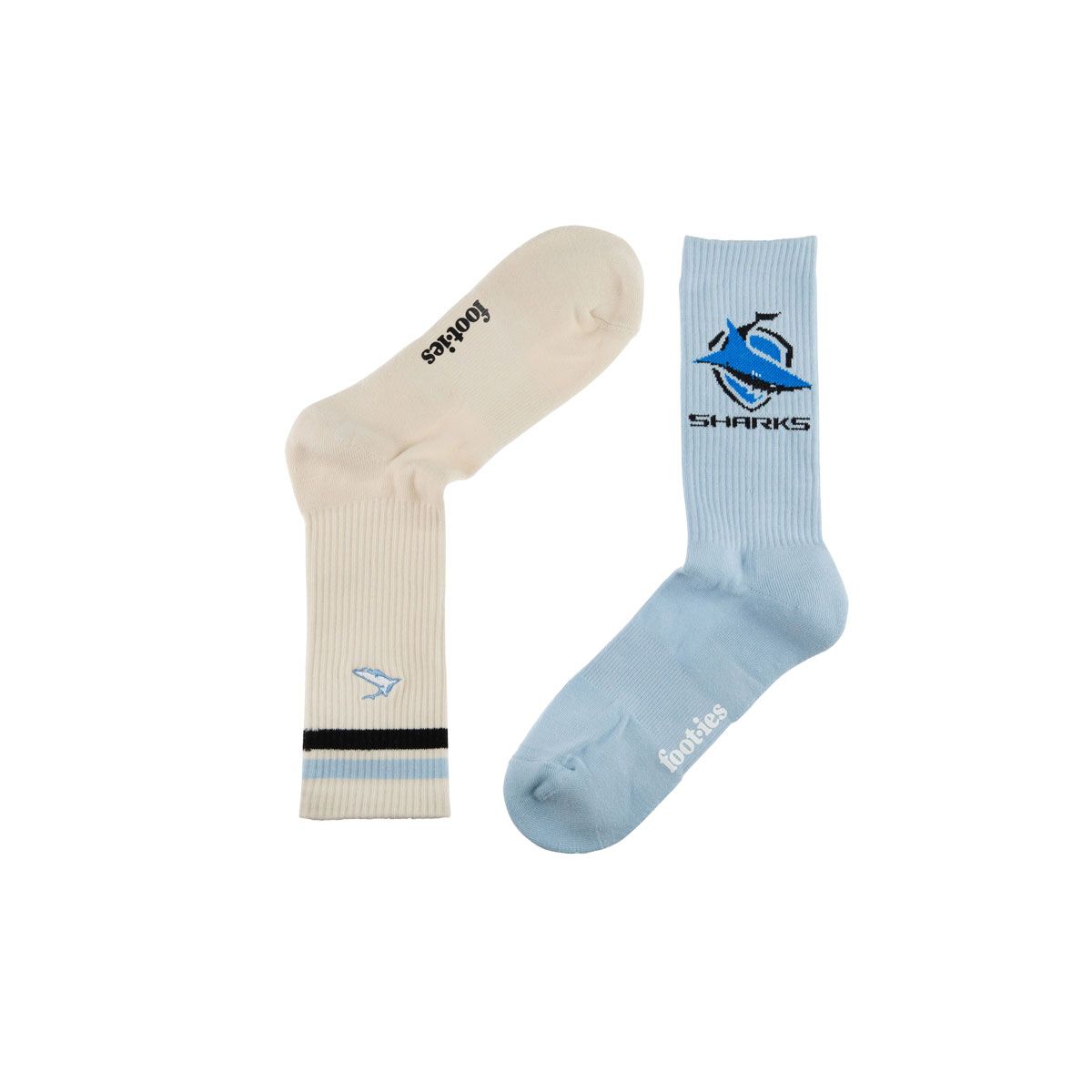 Cronulla-Sutherland Sharks Sneaker Socks 2 Pack Black/Cream M/L