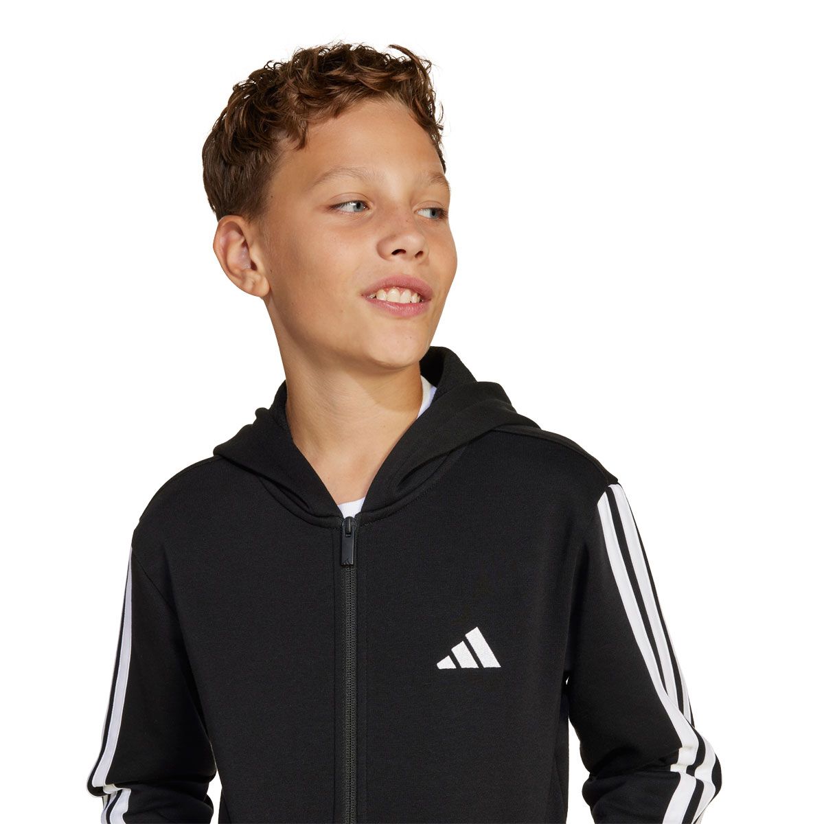 adidas Junior Essentials Fleece 3-Stripes Full Zip Hoodie