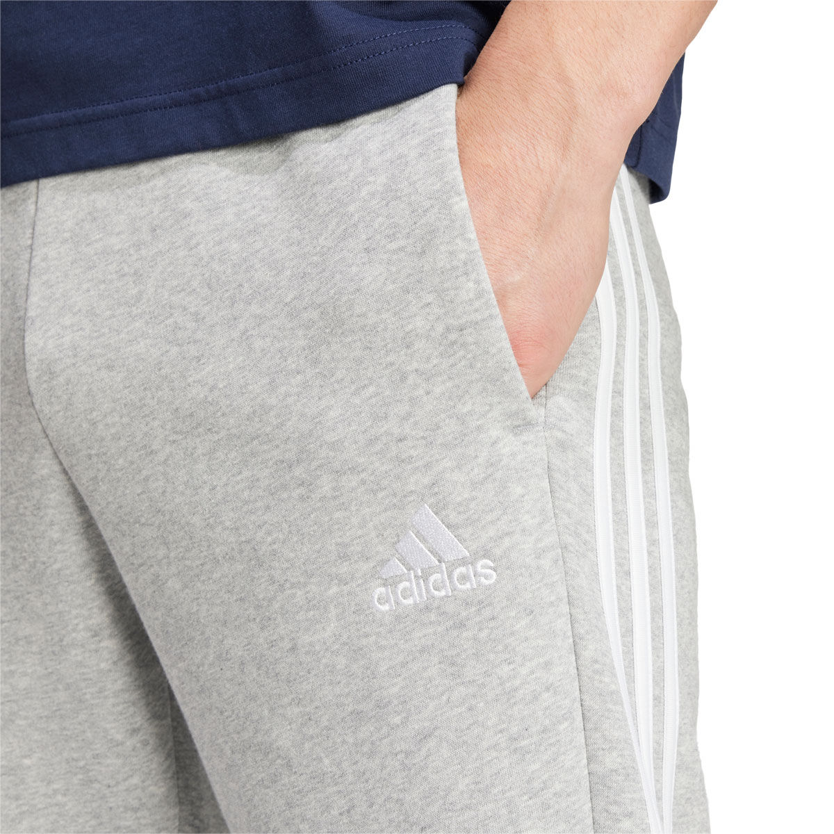 adidas Mens Essentials 3-Stripes Fleece Open Hem Track Pants