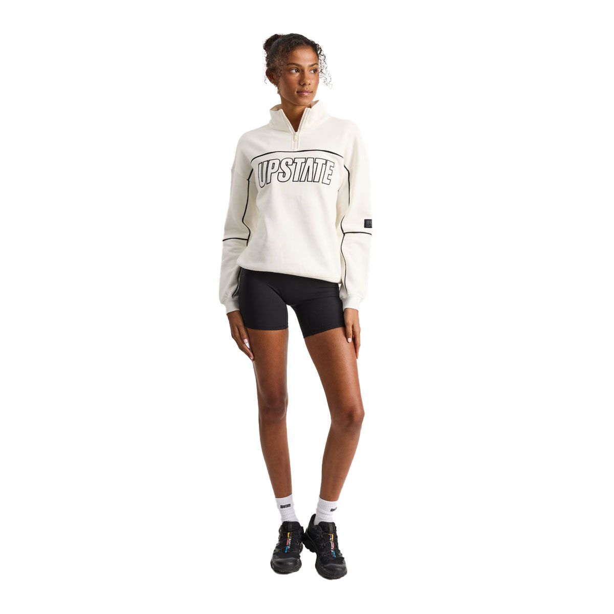 Upstate Womens Half Zip Panelled Crew Pullover