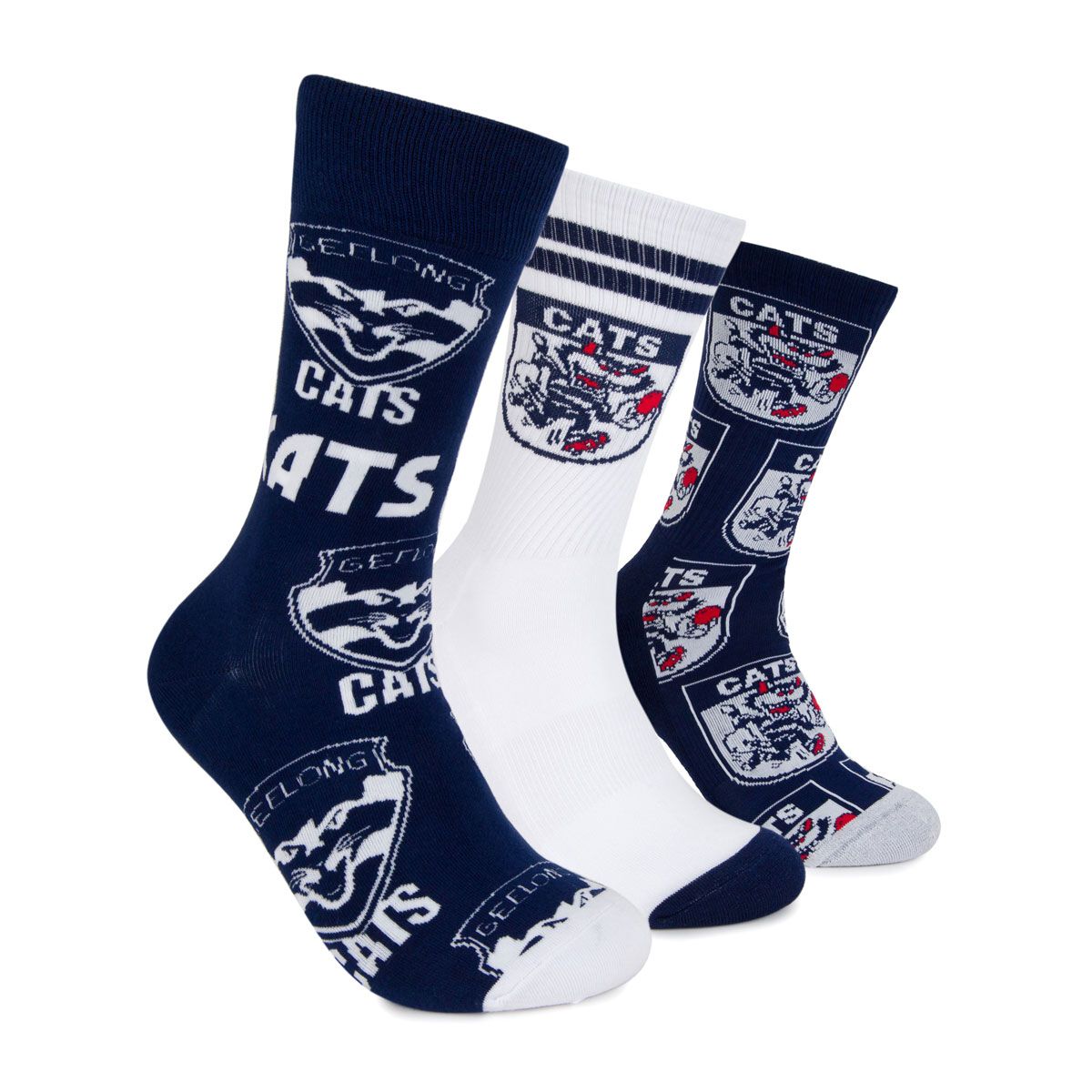 Footies Geelong Cats 3 Pack Socks Gift Box