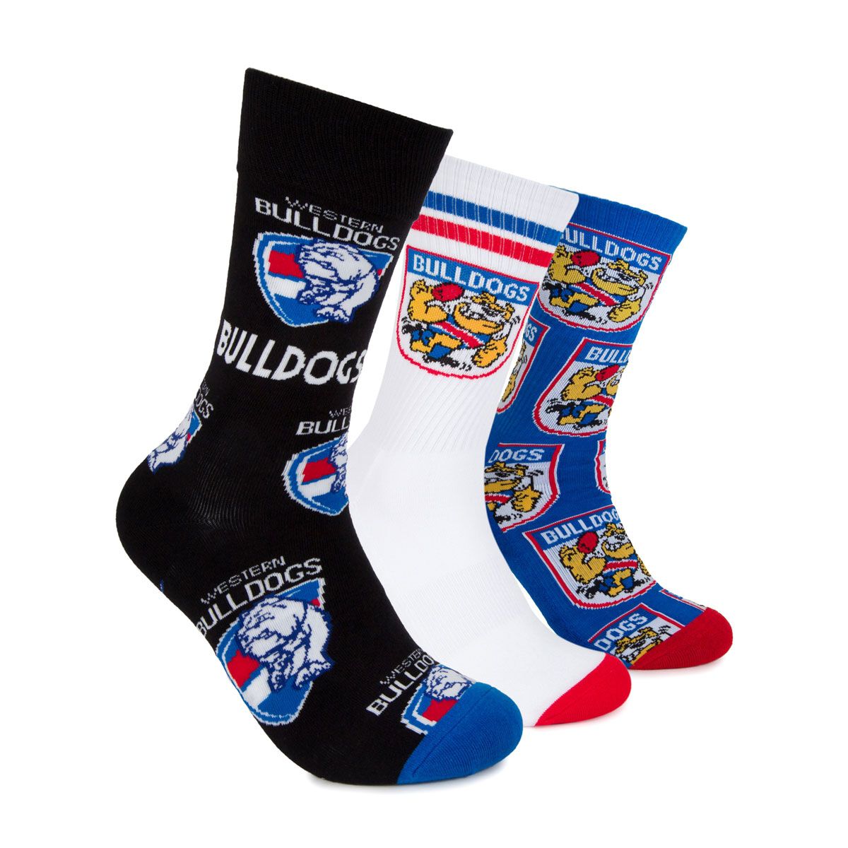 Footies Western Bulldogs 3 Pack Socks Gift Box