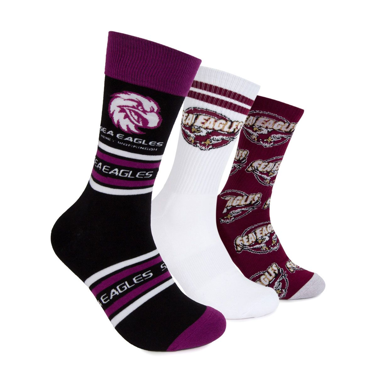 Manly Warringah Sea Eagles 3 Pack Sock Gift Pack