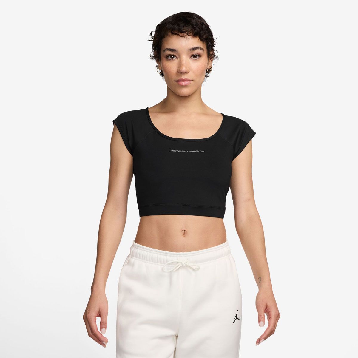 Jordan Womens Sport Cropped Short Sleeve Knit Top