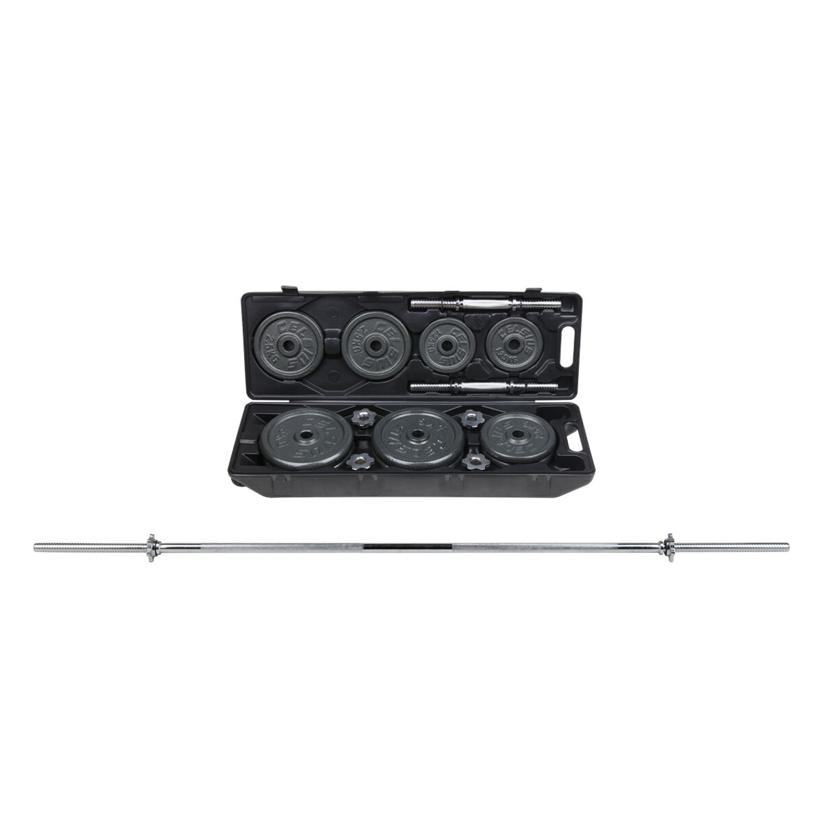 Celsius Bench, Full Rack, Lat Attachment and Weight Set