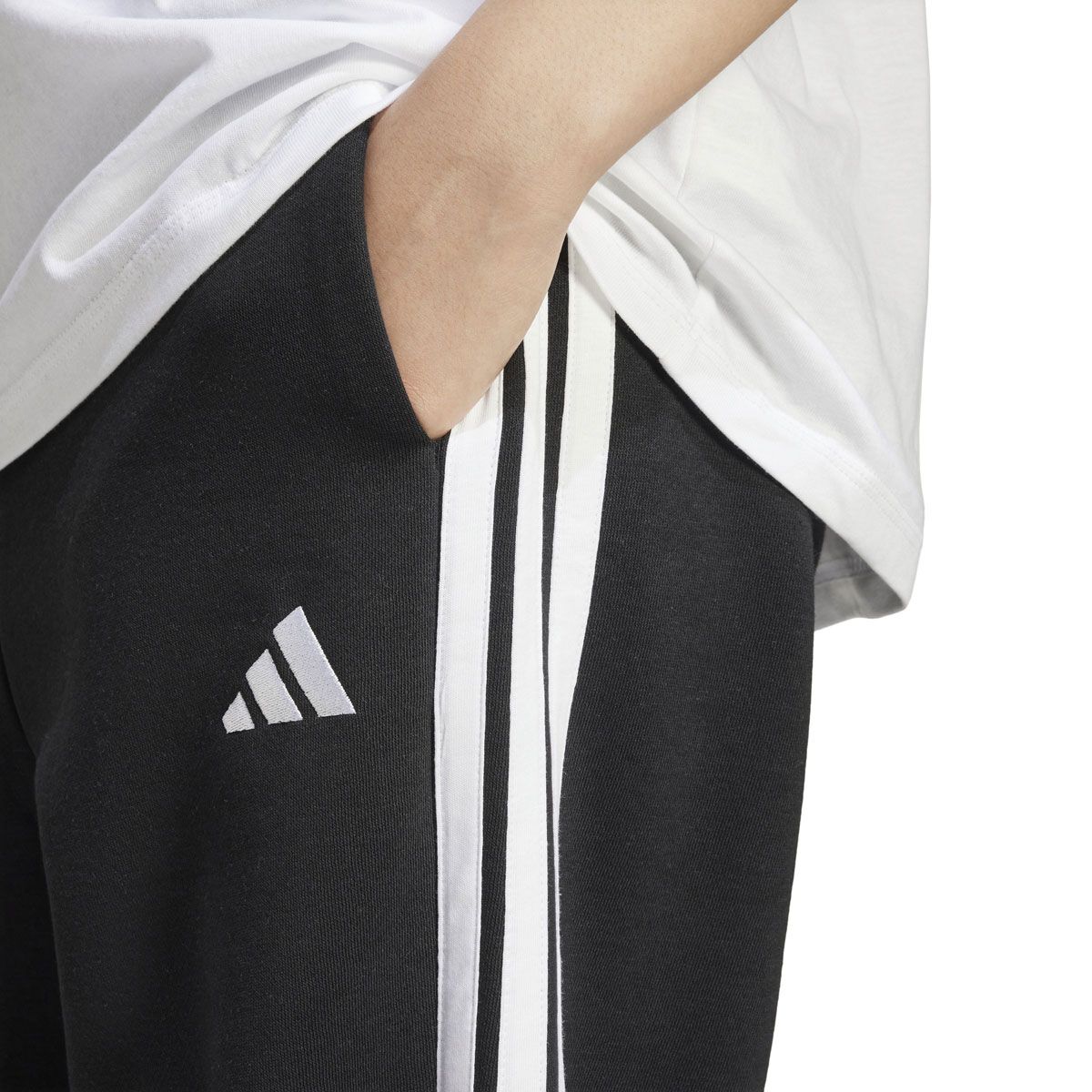 adidas Womens Essentials Fleece 3-Stripes Loose Fit Track Pants