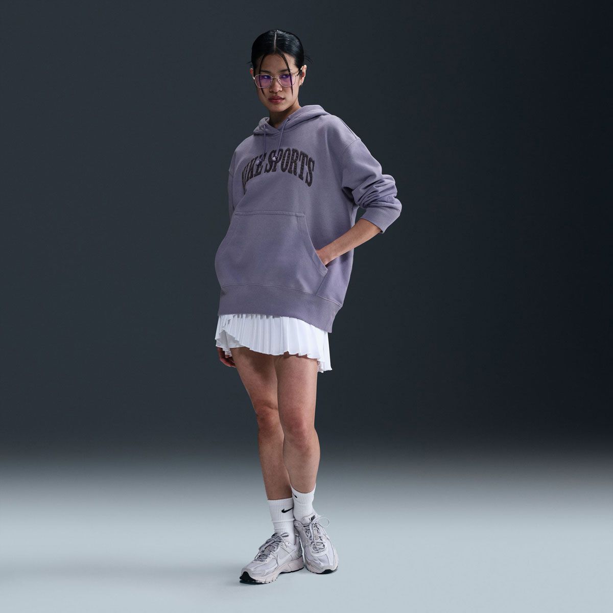 Nike Womens Phoenix Fleece French Terry Oversized Washed Pullover Hoodie