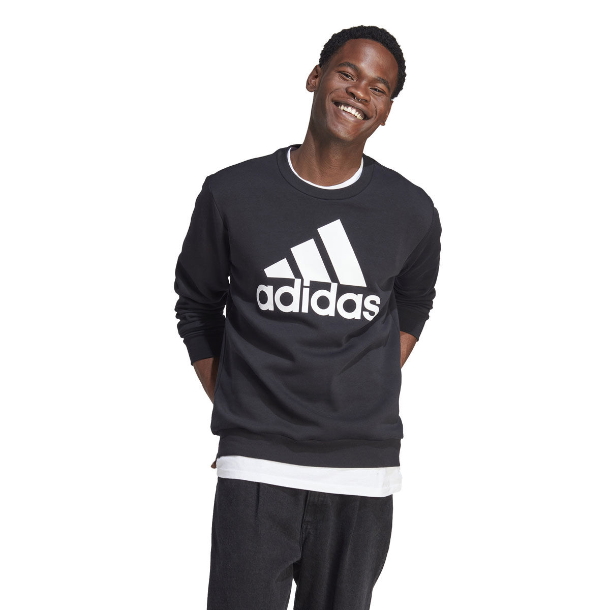 adidas Mens Essentials Big Logo Crew Fleece Sweatshirt