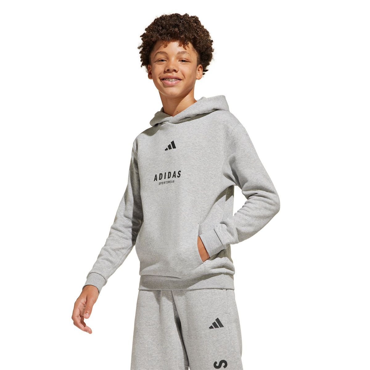 adidas Junior All Season Fleece Graphic Pullover Hoodie