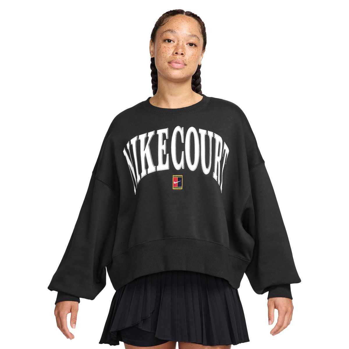NikeCourt Womens Heritage Phoenix Fleece Over-Oversized Crew Tennis Sweatshirt