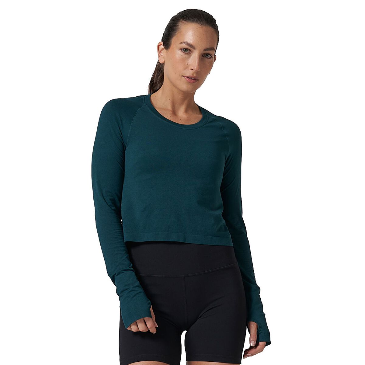 Ell/Voo Womens Yumi Seam Free Cropped Long Sleeve Top