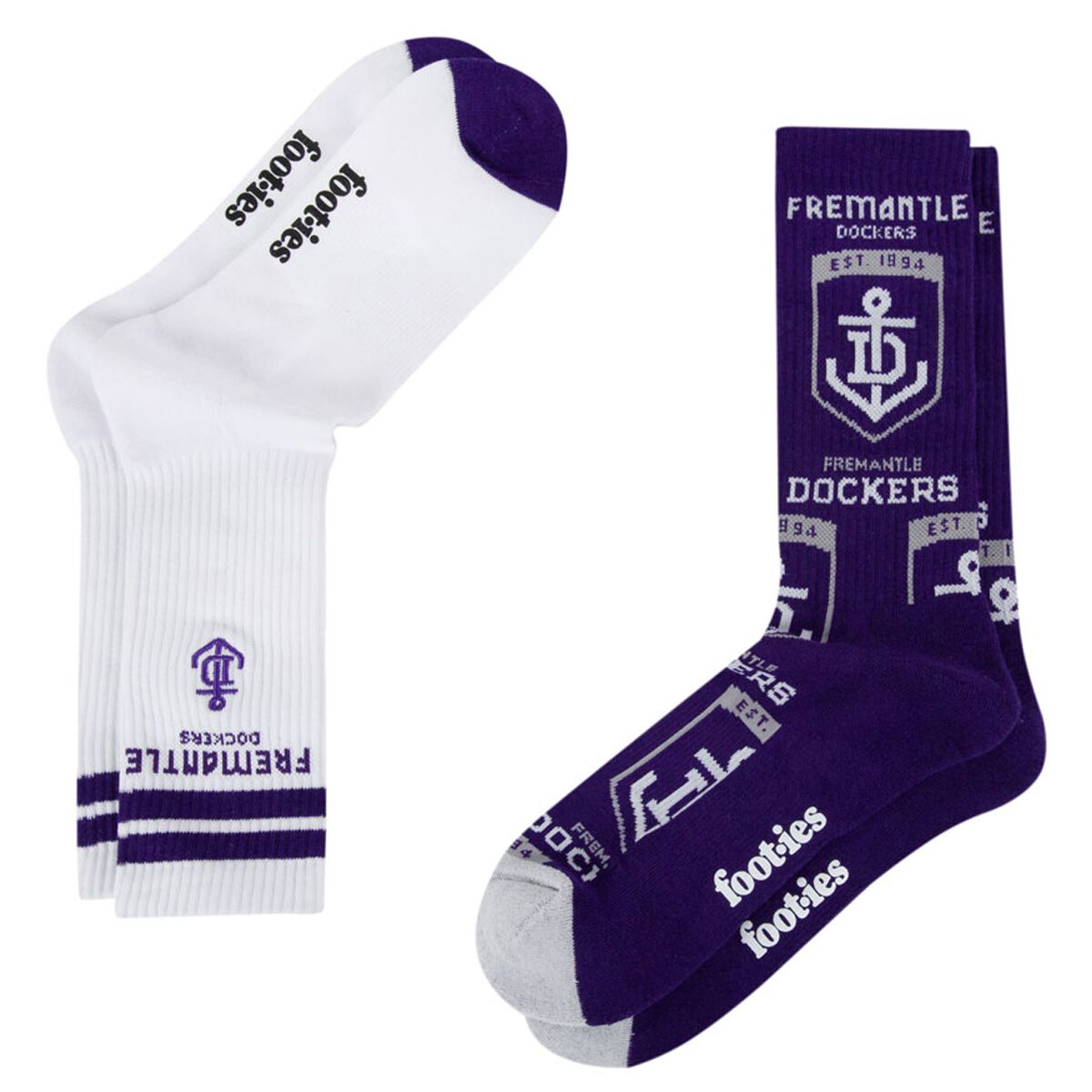 Footies Fremantle Dockers 2025 Sneaker Socks 2 Pack