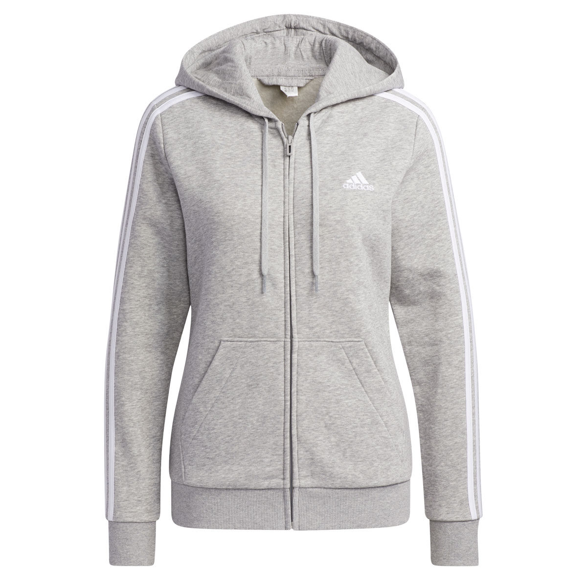 adidas Womens Essentials Fleece 3-Stripes Full Zip Hoodie