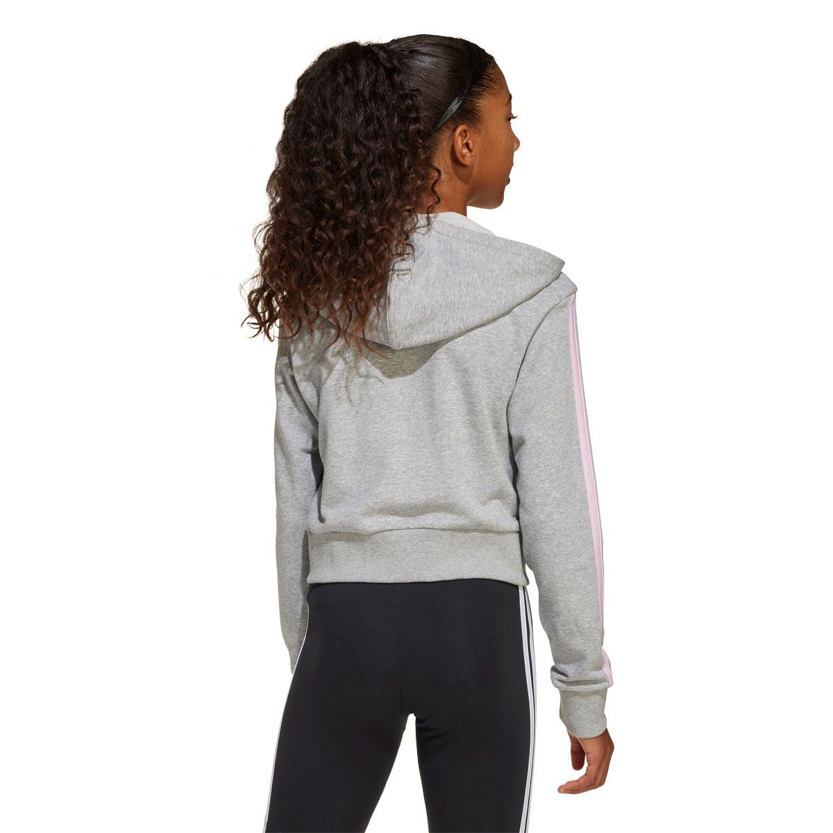 adidas Junior Essentials 3-Stripes Full Zip Crop Hoodie