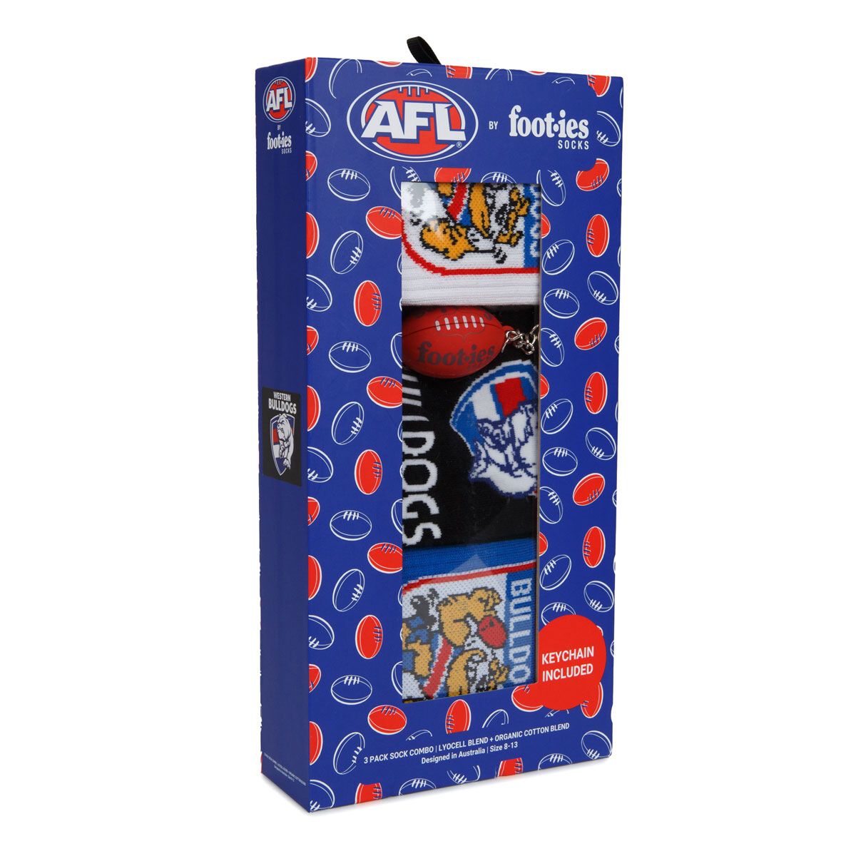 Footies Western Bulldogs 3 Pack Socks Gift Box