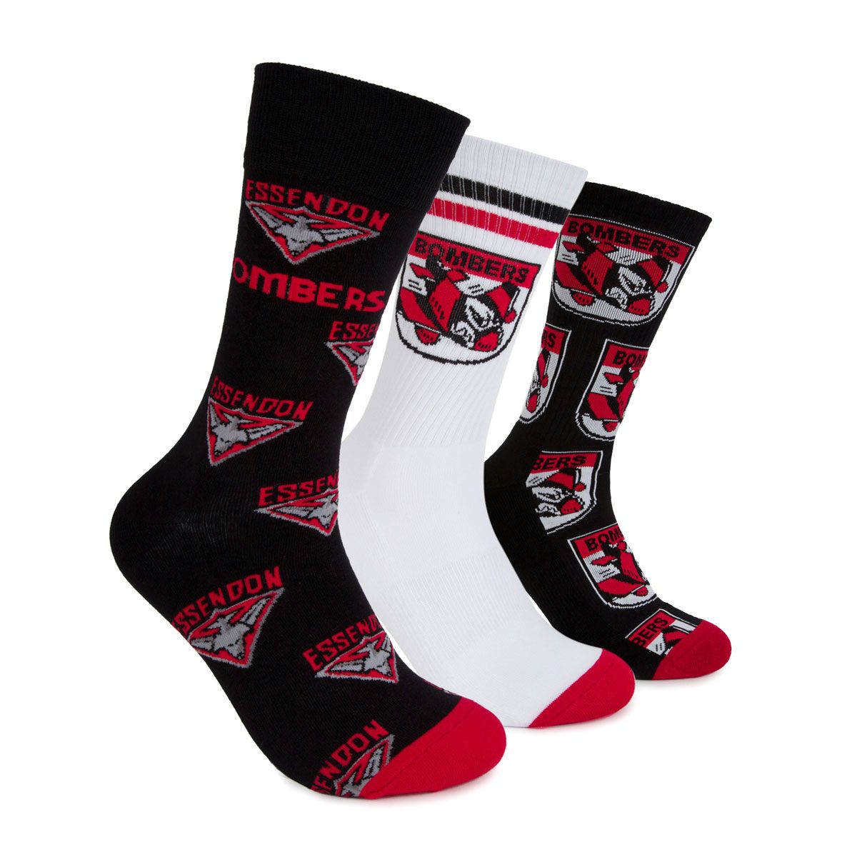 Footies Essendon Bombers 3 Pack Socks Gift Box
