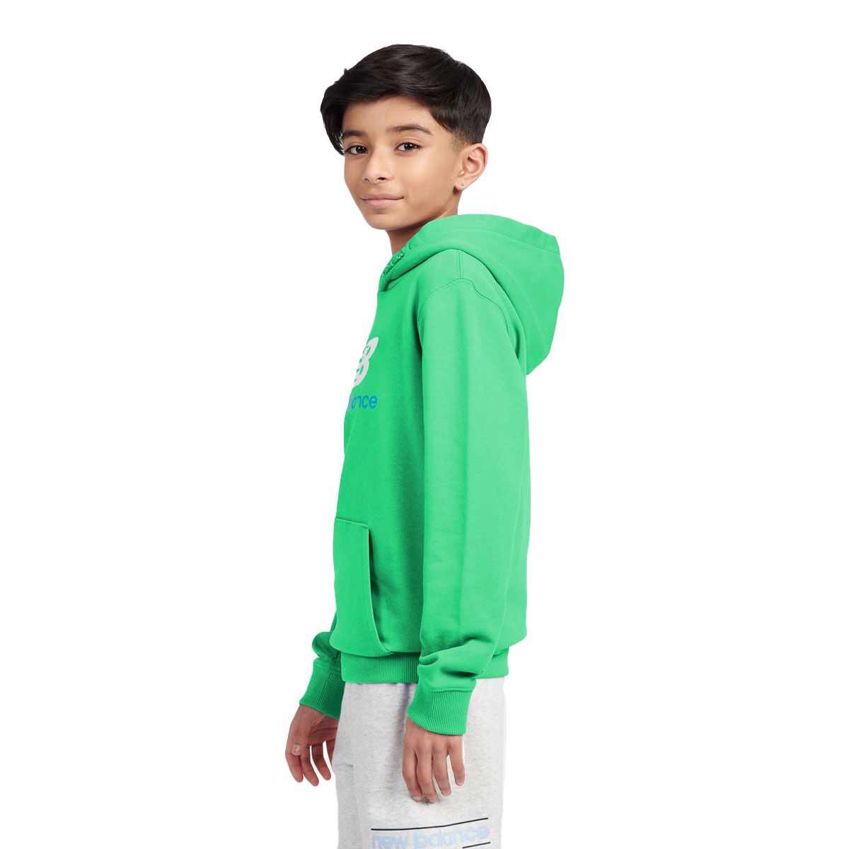 New Balance Junior French Terry Stacked Logo Pullover Hoodie