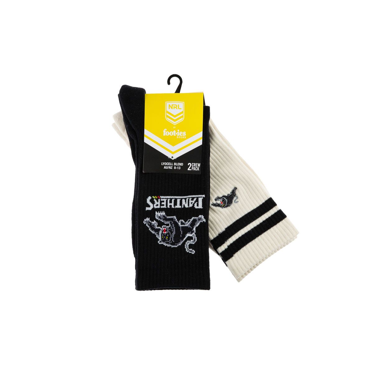 Penrith Panthers Sneaker Socks 2 Pack Black/Cream M/L
