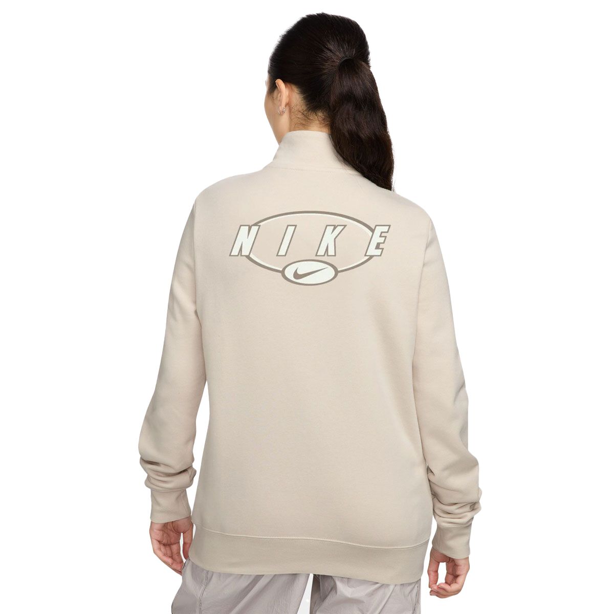 Nike Womens Sportswear Club Fleece Mock Neck Half Zip Graphic Sweatshirt