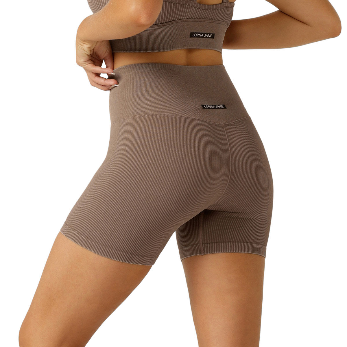 Lorna Jane Womens It Girl Wide Rib Seamless 12cm Bike Shorts