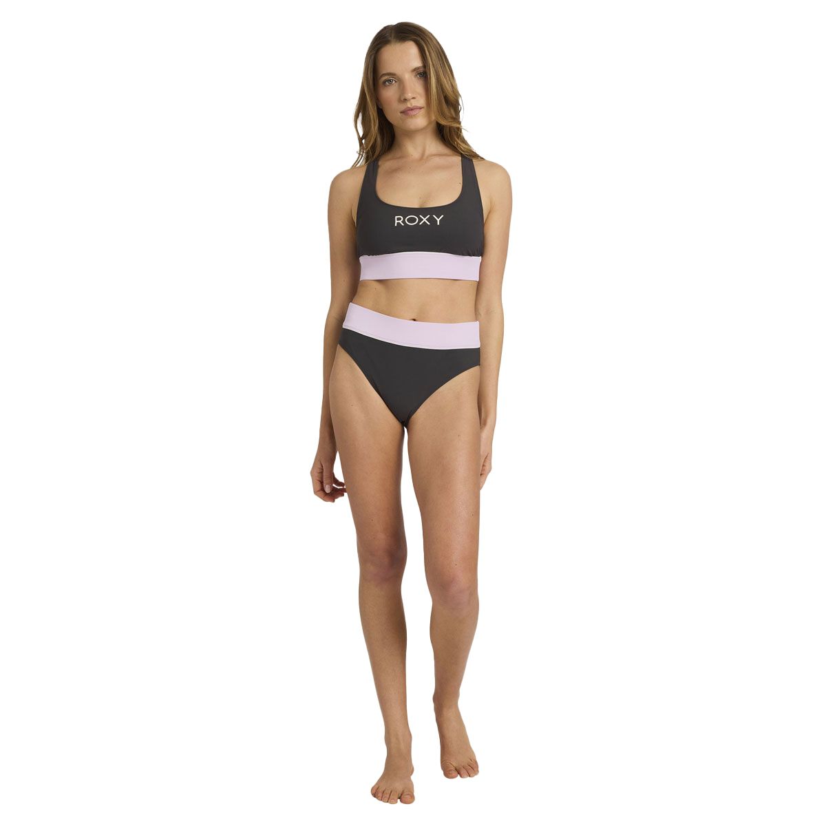 Roxy Womens Active Colour Block Crop Swim Top