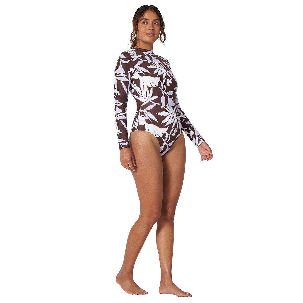 Tahwalhi Womens Night Palm Long Sleeve Open Back One Piece Swimsuit