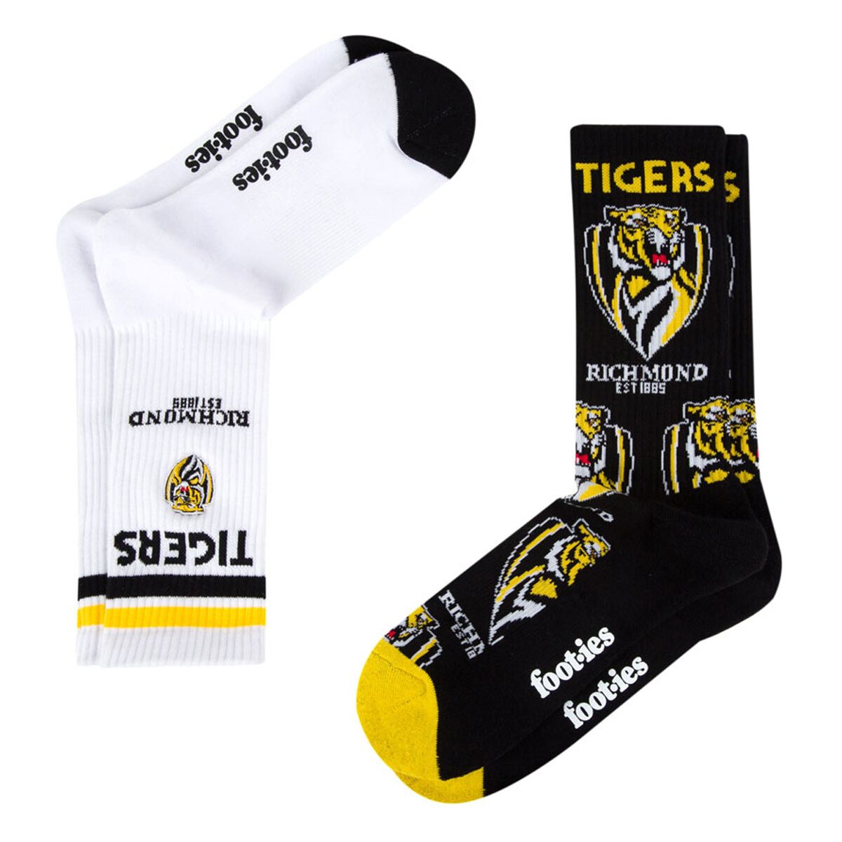 Footies Richmond Tigers 2025 Sneaker Socks 2 Pack