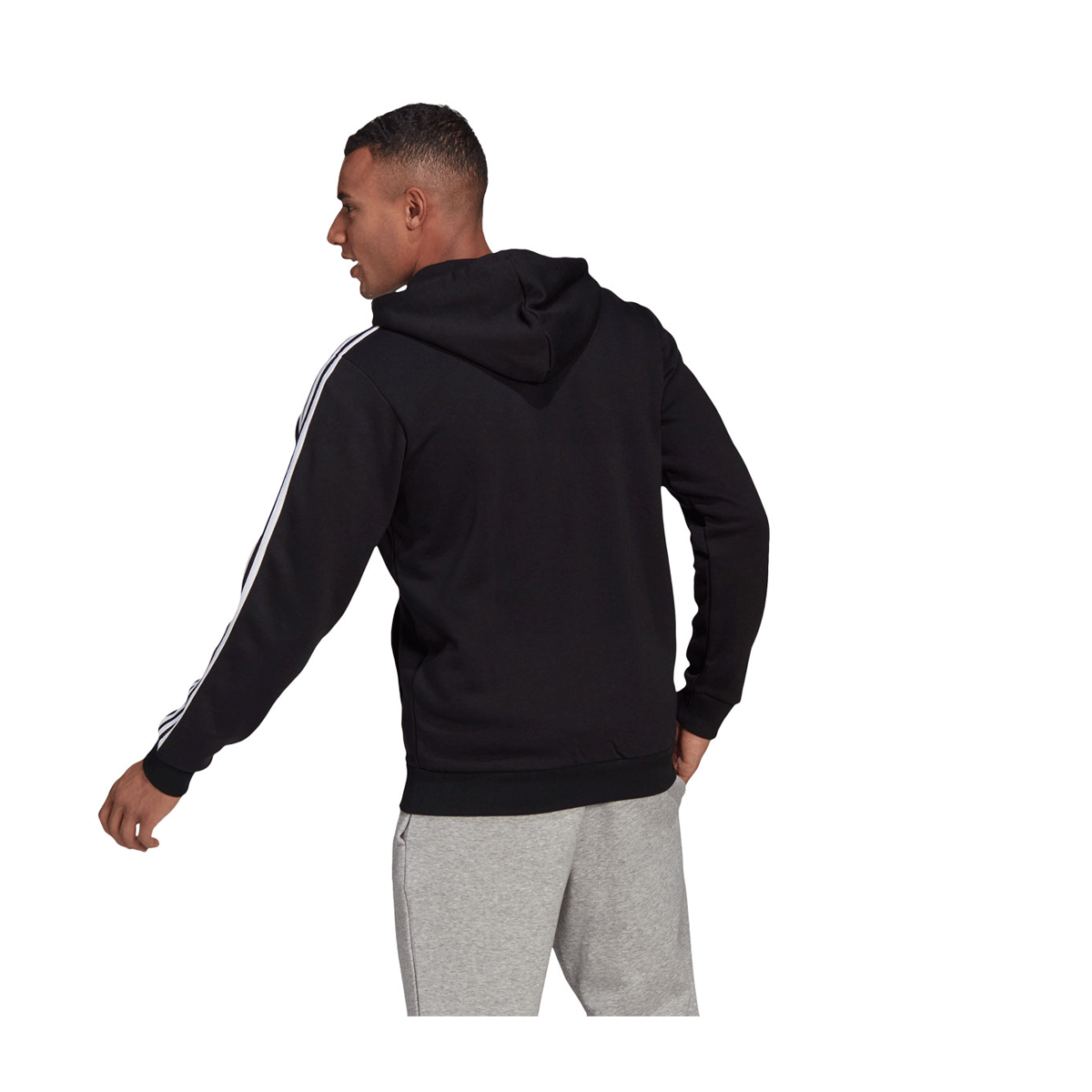 adidas Mens Essentials 3-Stripes Full Zip Fleece Hoodie