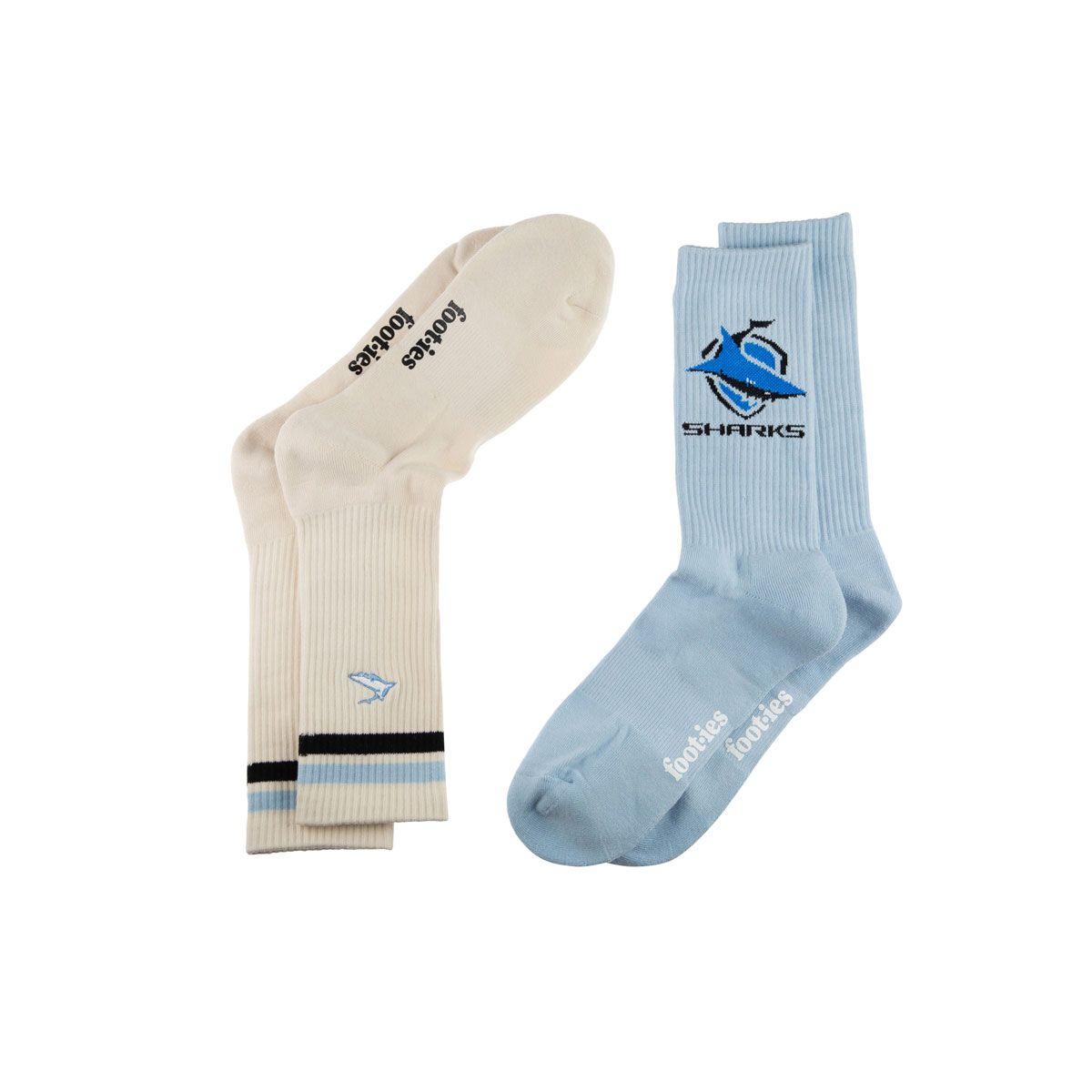 Cronulla-Sutherland Sharks Sneaker Socks 2 Pack Black/Cream M/L