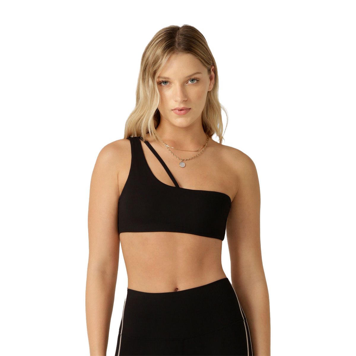 Lorna Jane Womens Second Nature Luxe Rib Asymmetrical Sports Bra