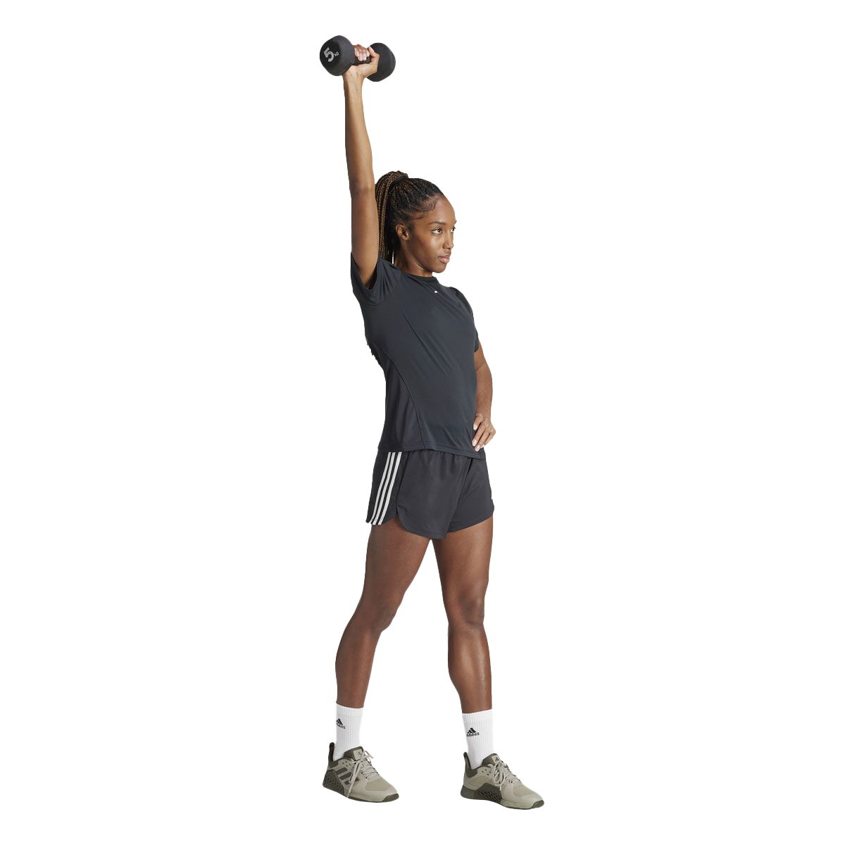 adidas Womens Pacer 3 Stripes Training High Rise Shorts