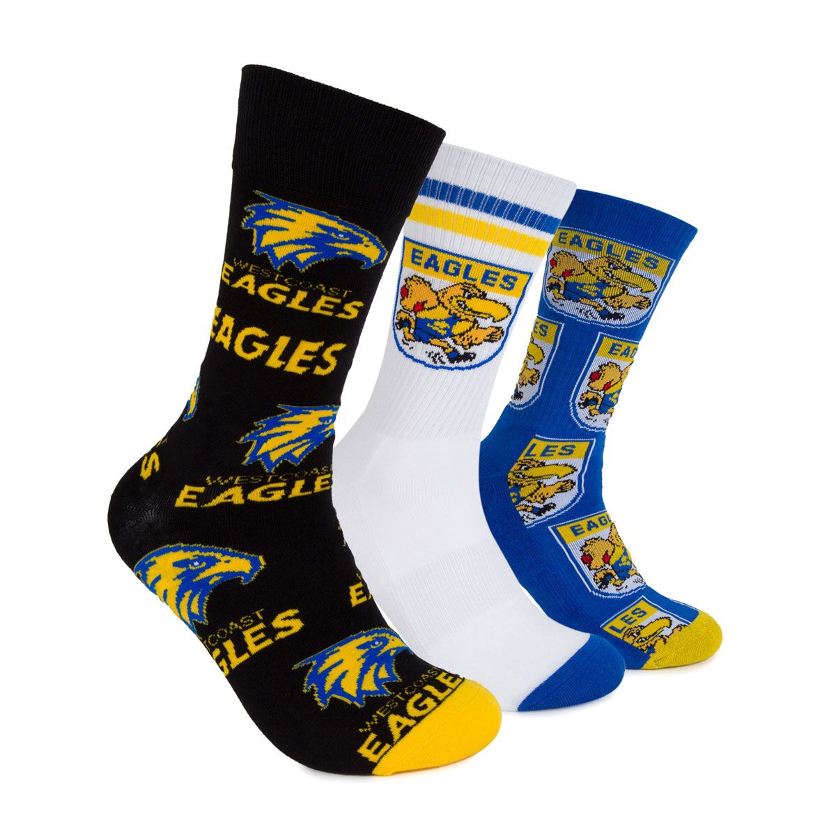 Footies West Coast Eagles 3 Pack Socks Gift Box