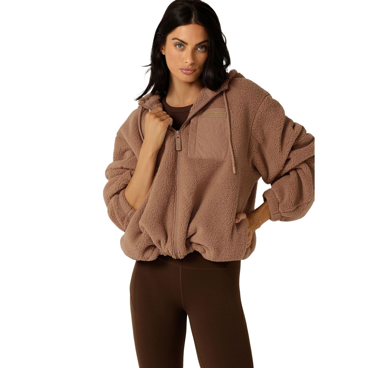 Lorna Jane Womens Teddy Fleece Zip Thru Full Zip Hoodie