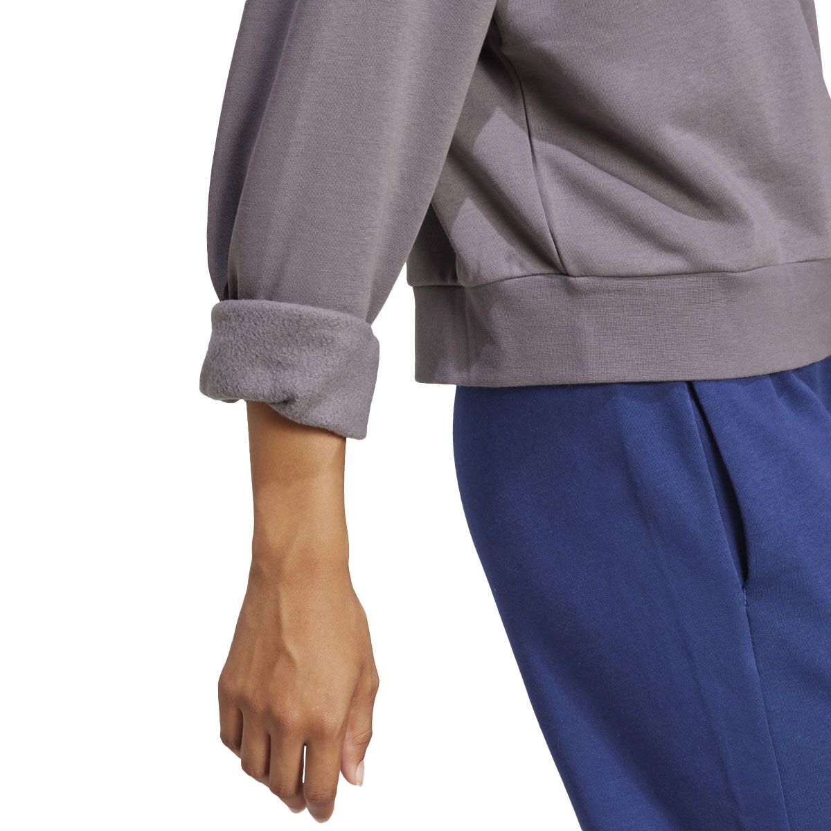 adidas Womens Feel Cozy Fleece Small Logo Crew Sweatshirt