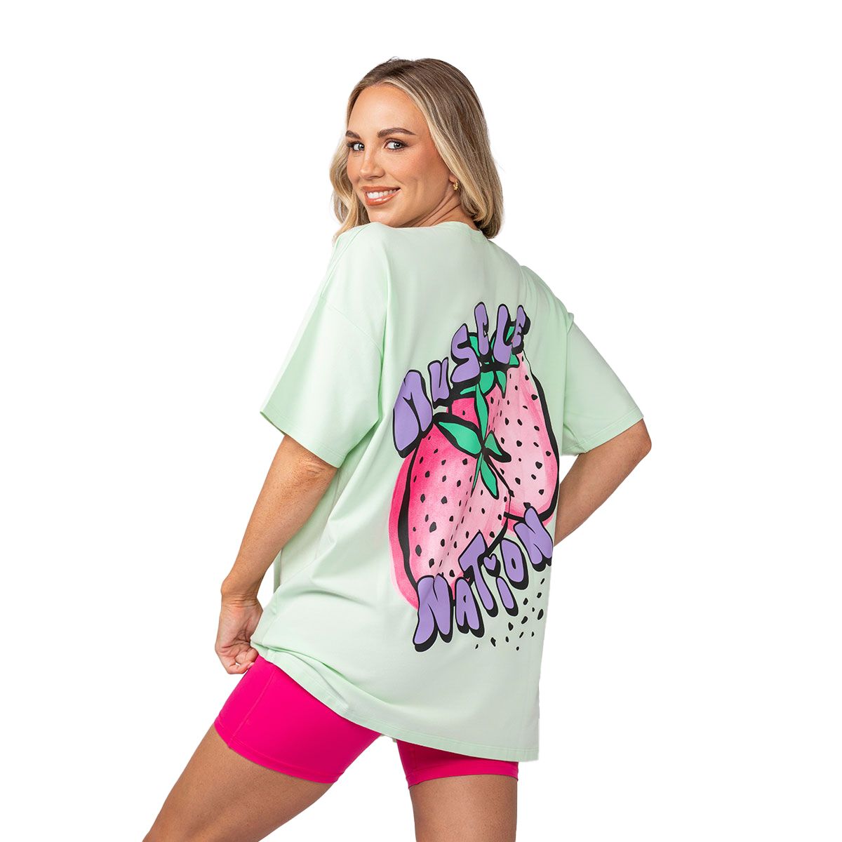 Muscle Nation Womens Berry Good Oversized Tee