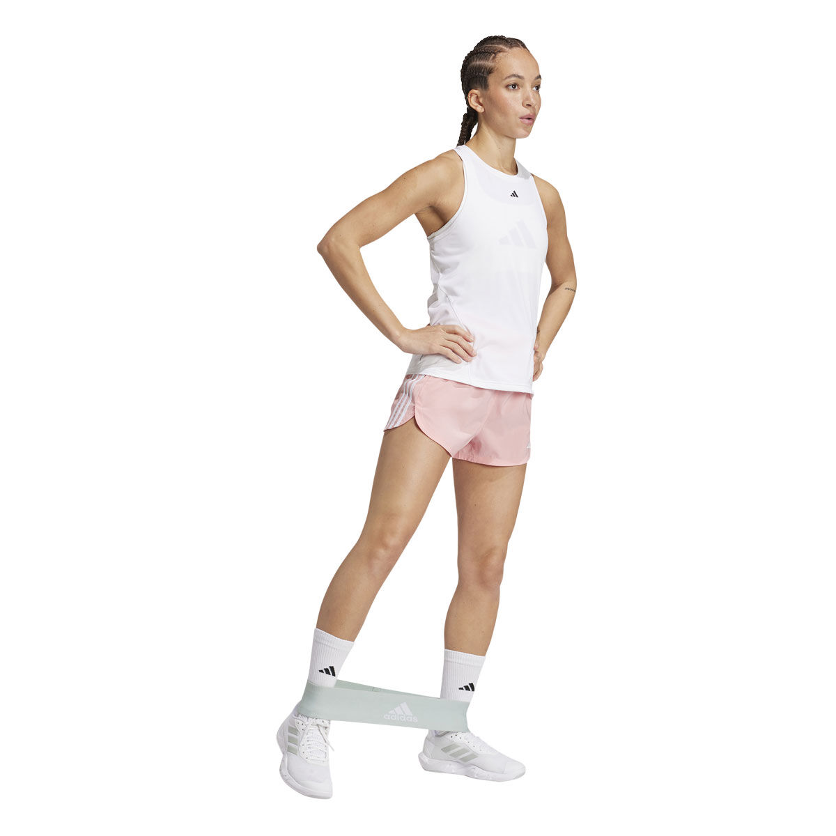 adidas Womens Pacer 3-Stripes Woven High Rise Training Shorts