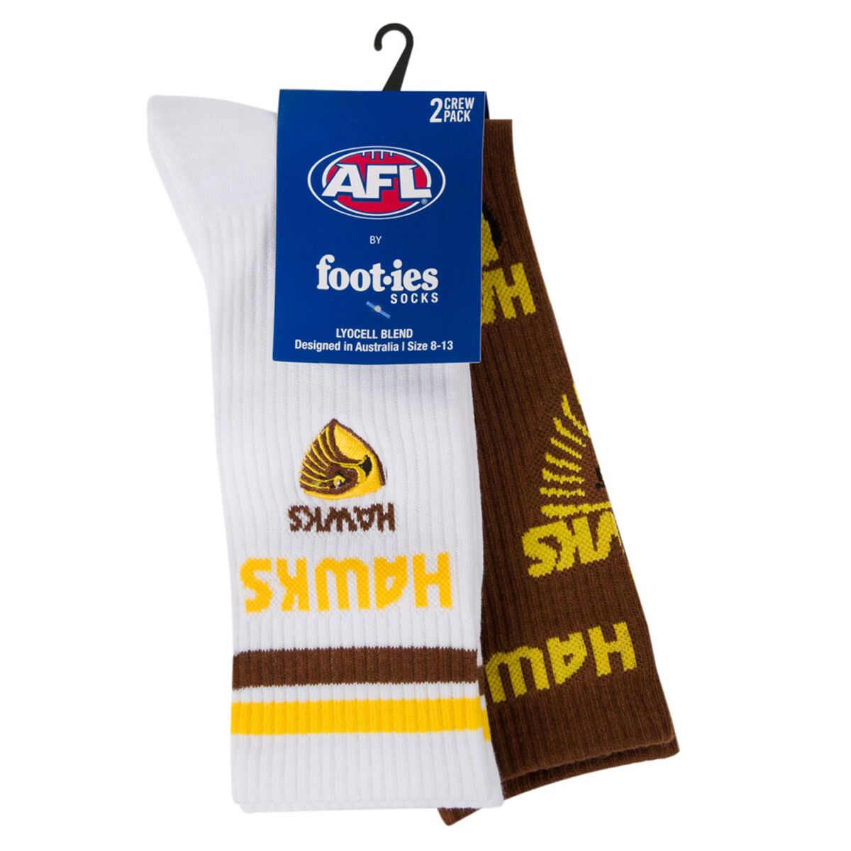 Footies Hawthorn Hawks 2025 Sneaker Socks 2 Pack