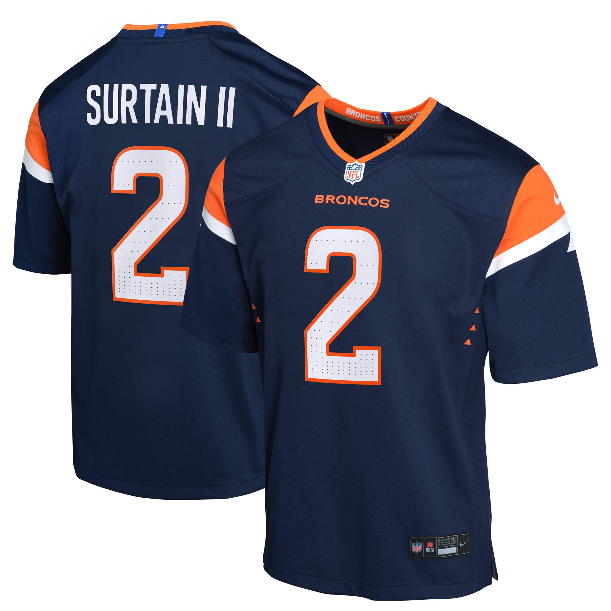 Denver Broncos Nike Alternate Game Jersey - Black - Patrick Surtain II - Youth