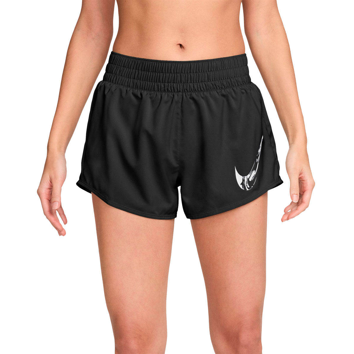 Nike Womens One Swoosh Dri-FIT Mid Rise Brief-Lined Running Shorts