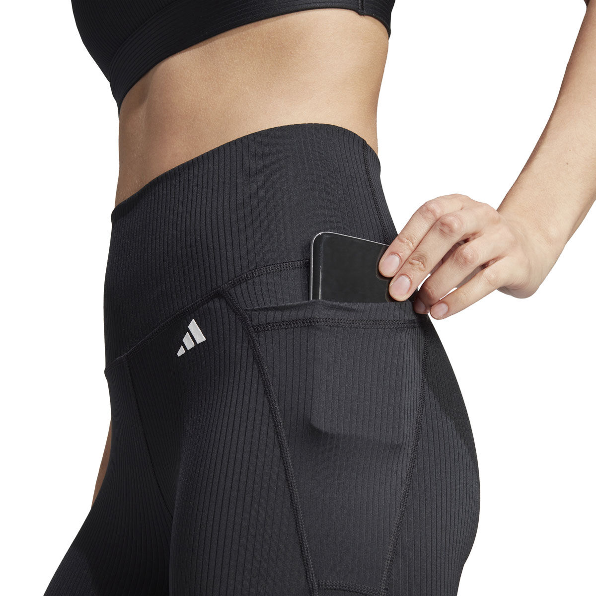 adidas Womens Optime Rib High Rise Full Length Tights