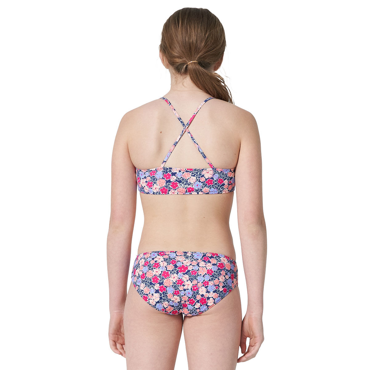 Tahwalhi Girls Reversible Floral Stripe Bikini Set Print 14