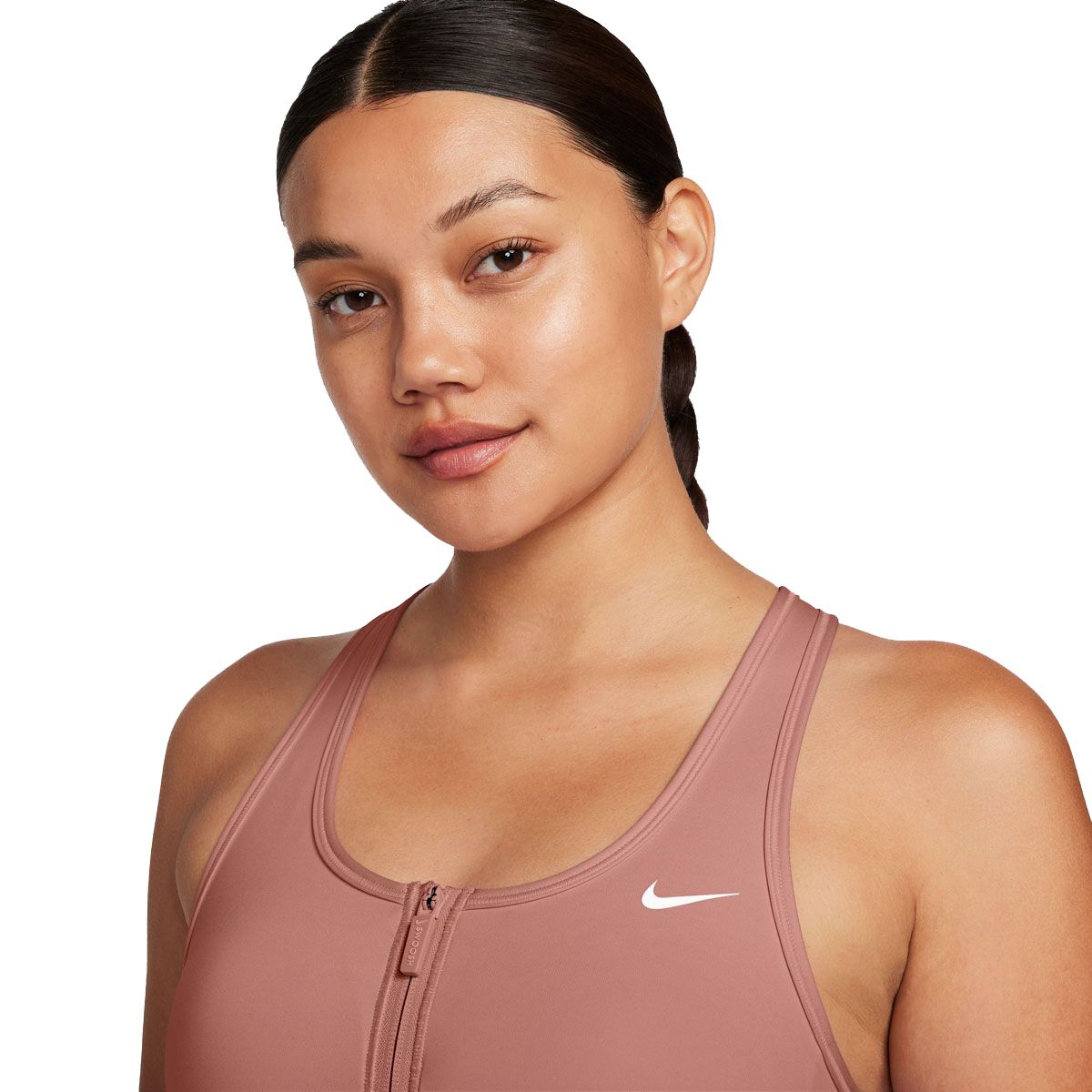 Nike Womens Swoosh Dri-FIT Mid Support Front Zip Sports Bra