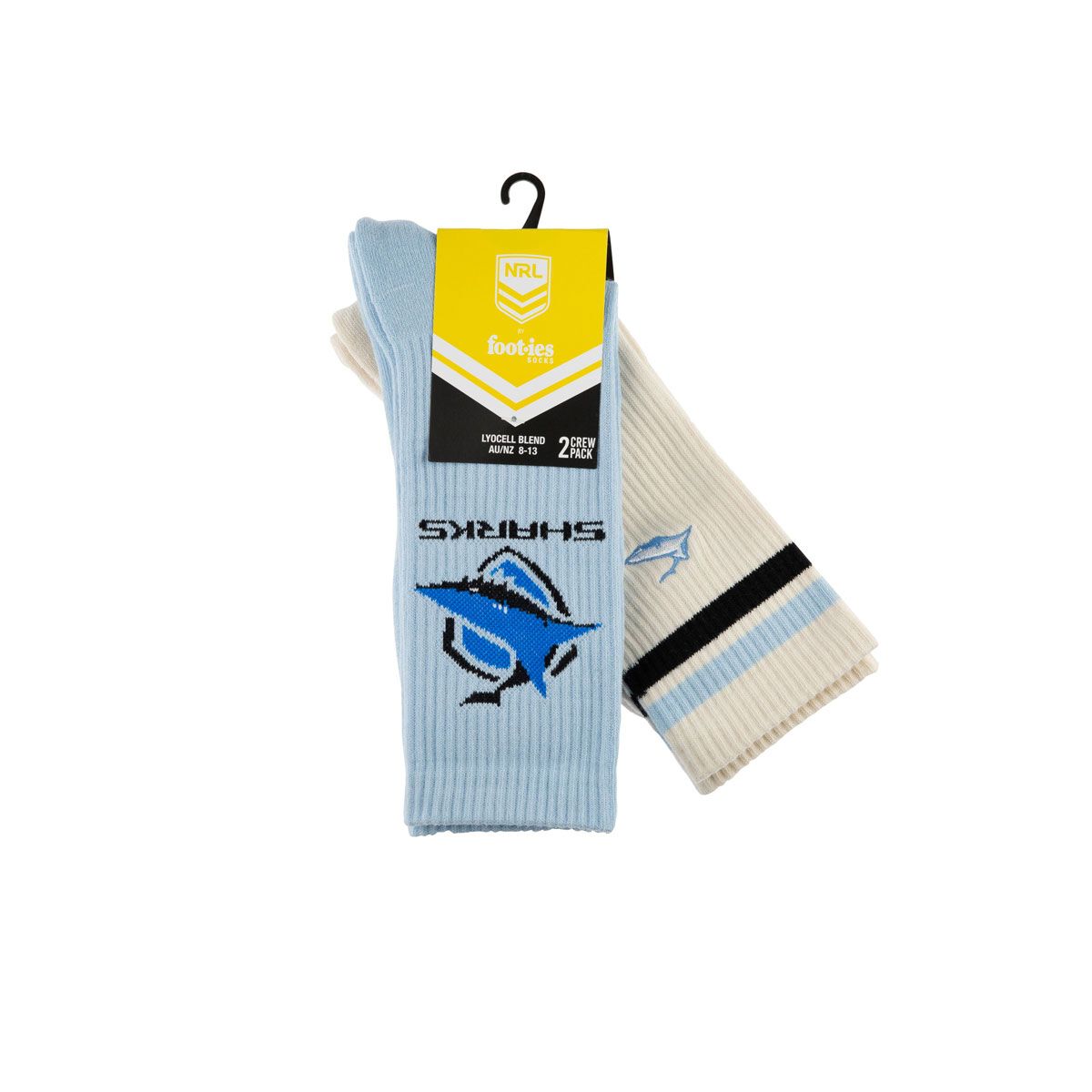 Cronulla-Sutherland Sharks Sneaker Socks 2 Pack Black/Cream M/L